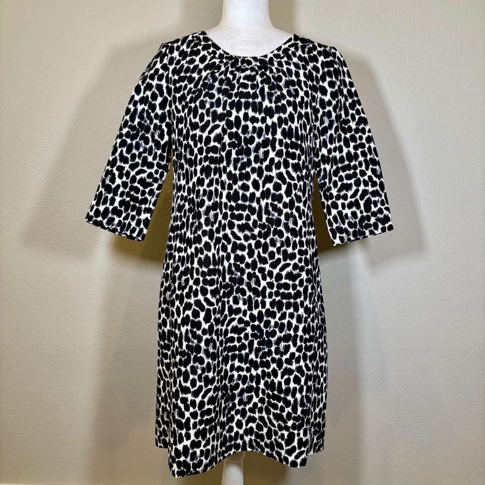 Kate Spade Black and White Patterned Silk Blend Dress Size 12 - Picture 1 of 9